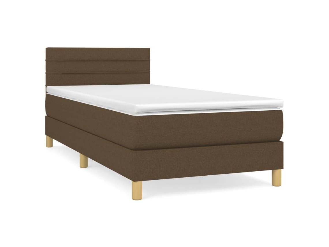 Maison Exclusive - Cama Box Spring Con Colchón Tela Marrón Oscuro 90x190 Cm