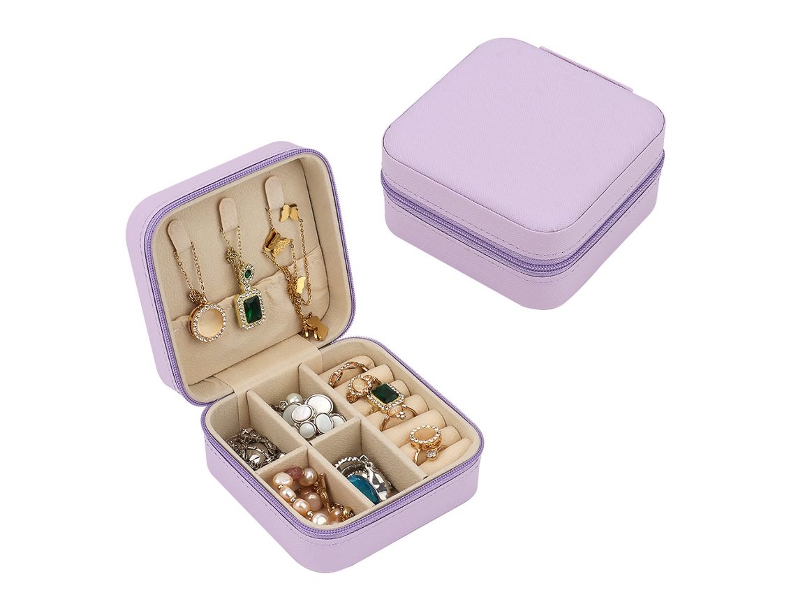 Joyero Portátil Para Anillos, Pendientes, Collares Y Pulseras (Morado) GERTIZ