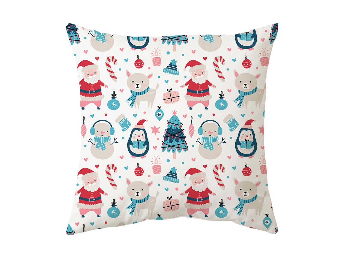 Funda De Almohada De Lino Con Decoración Navideña, Funda De Almohada Navideña De Papá Noel