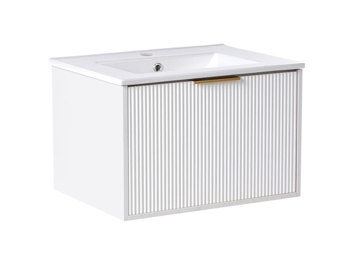 Mueble de baño de pared Beliani Tilcara con lavabo en MDF blanco 60x45x38