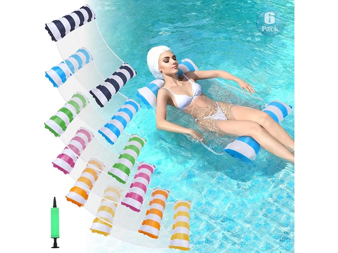 Flotador inflable para piscina para adultos con bomba de aire, 6 piezas, adecuado para vacaciones en la piscina Siurn