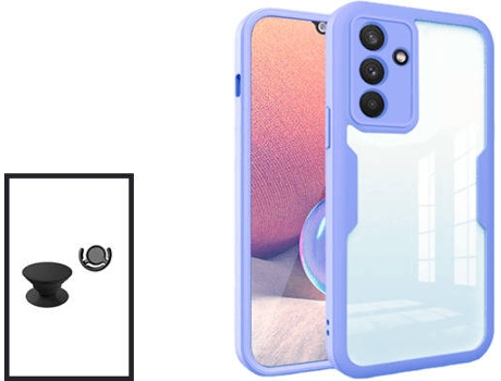 Kit Carcasa 360° Protección Frente y Verso + 1 HandHolder + 1 Soporte Samsung Galaxy M52 5G GIFT4ME Morado