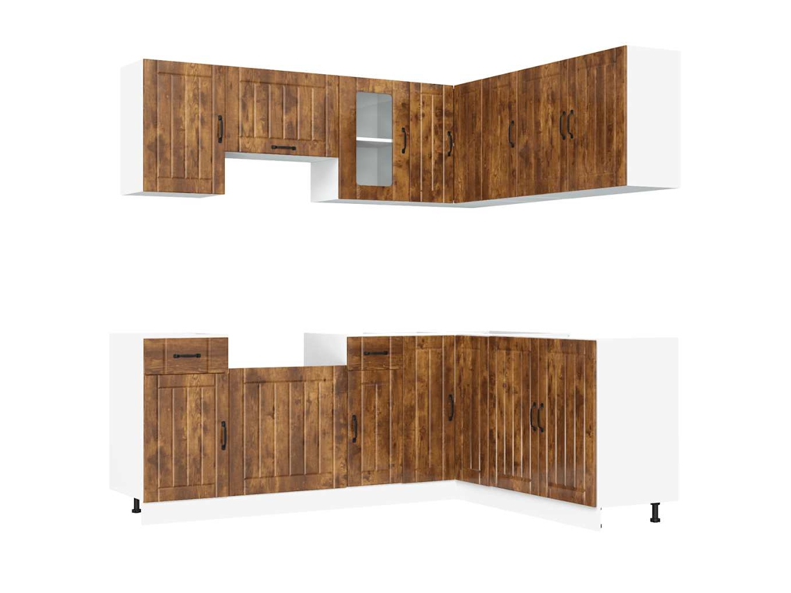Juego de 11 gabinetes de cocina de roble ahumado MAISON EXCLUSIVE