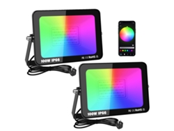 Foco inteligente, 16 millones de colores, temperatura de color ajustable, 2 x 100 W, enchufe europeo OEM