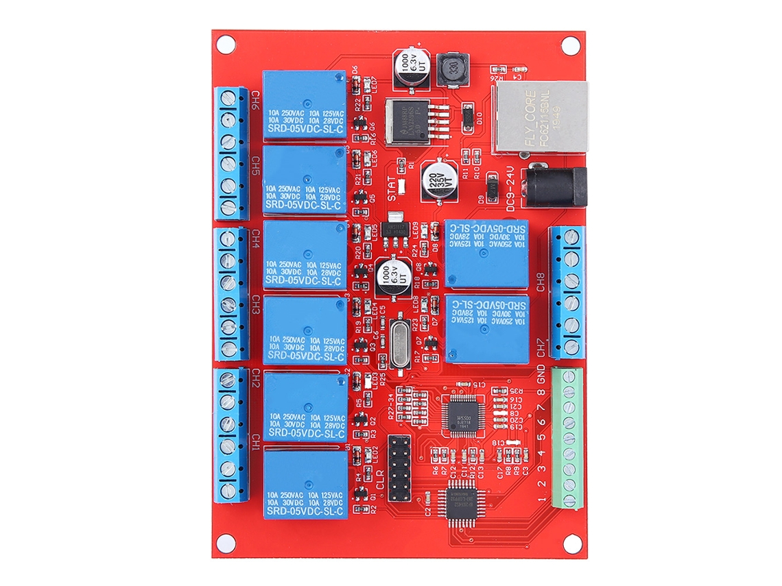 Placa De Relés Ethernet 8 Canales Módulo Switch Red Tcp Udp Controlador De Equipos