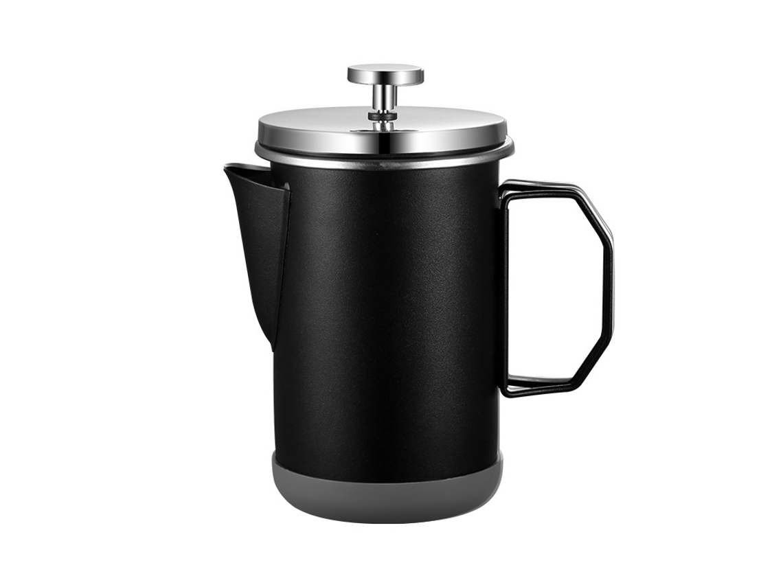 Cafetera de émbolo Eifson, acero inoxidable, 34 oz (negra)