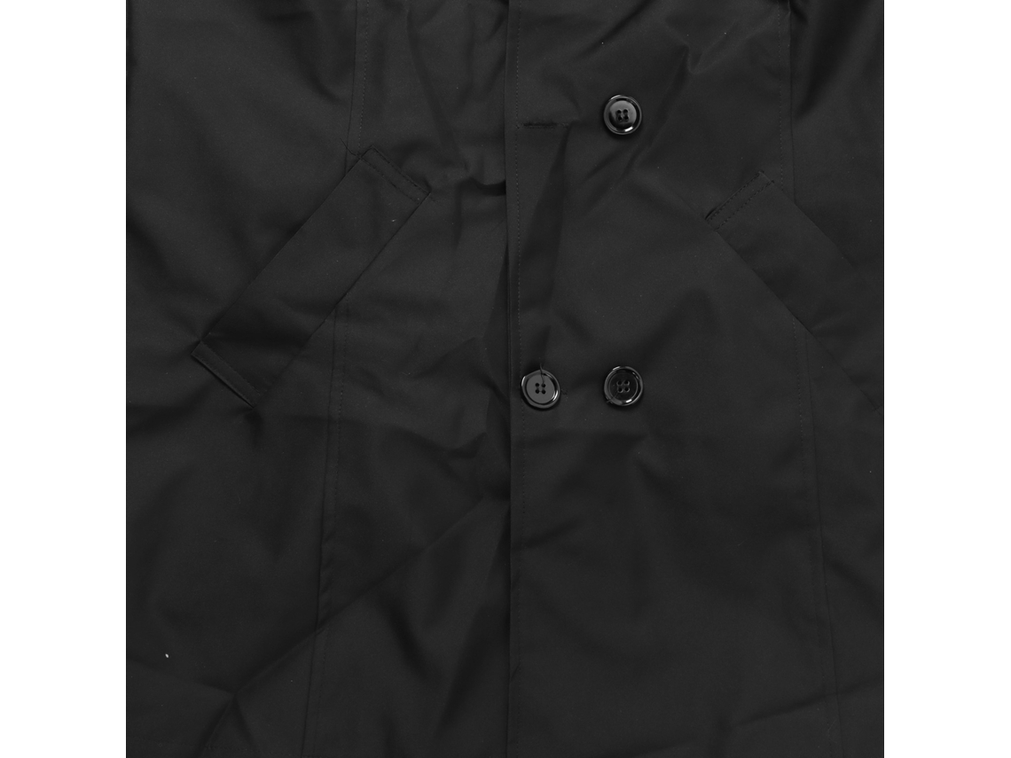 Chaqueta Cortavientos Larga Para Hombre, Doble Cierre, Negra, Estilo Casual, Talla Xl