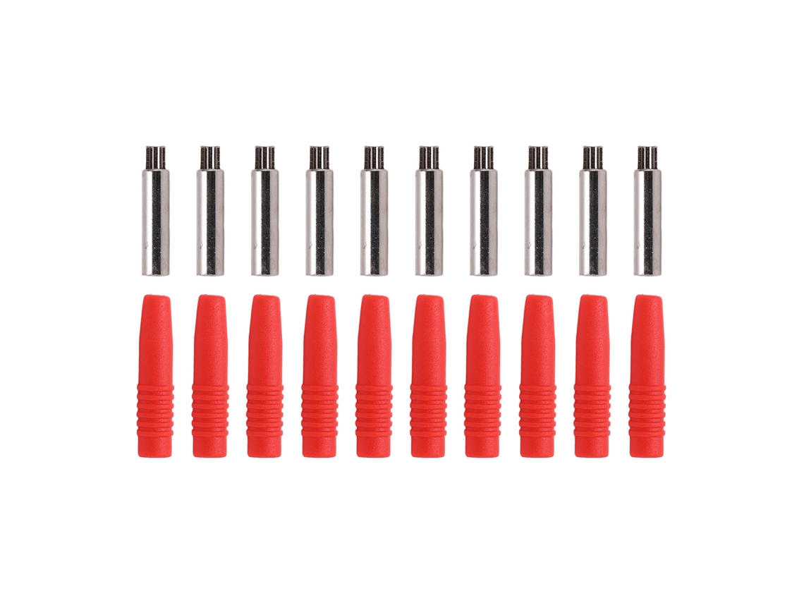 10 Conectores Banana Aislados De 2 Mm Con Protector Para Equipos De Prueba - Rojo
