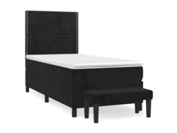 Maison Exclusive - Cama Box Spring Con Colchón Terciopelo Negro 100x200 Cm