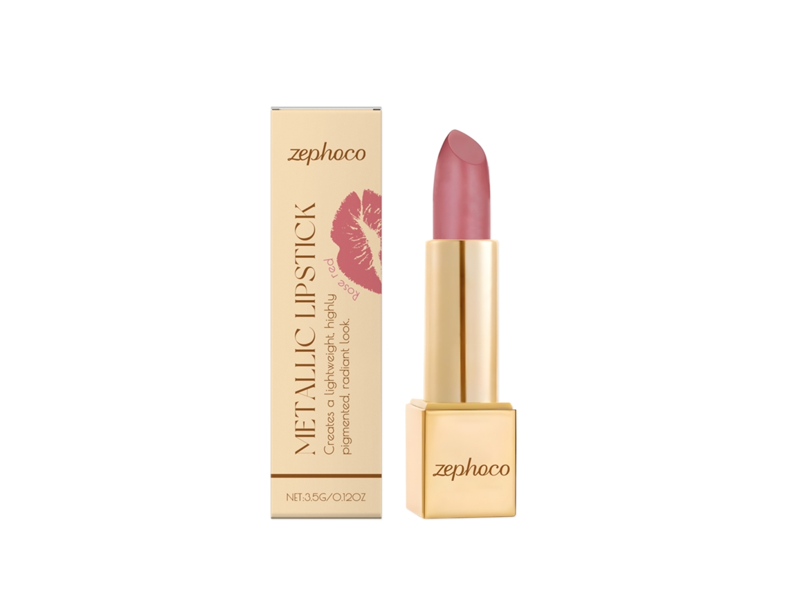 Lápiz labial Zephoco Creamy Rose Red Metallic