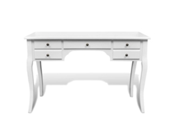 Escritorio | Mesa De Trabajo Francés De Madera Con Patas Curvadas Y 5 Cajones