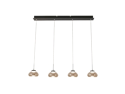 Lámpara colgante Arabella Fabas Luce con 4 bombillas LED de 32 W, color ámbar, diseño moderno