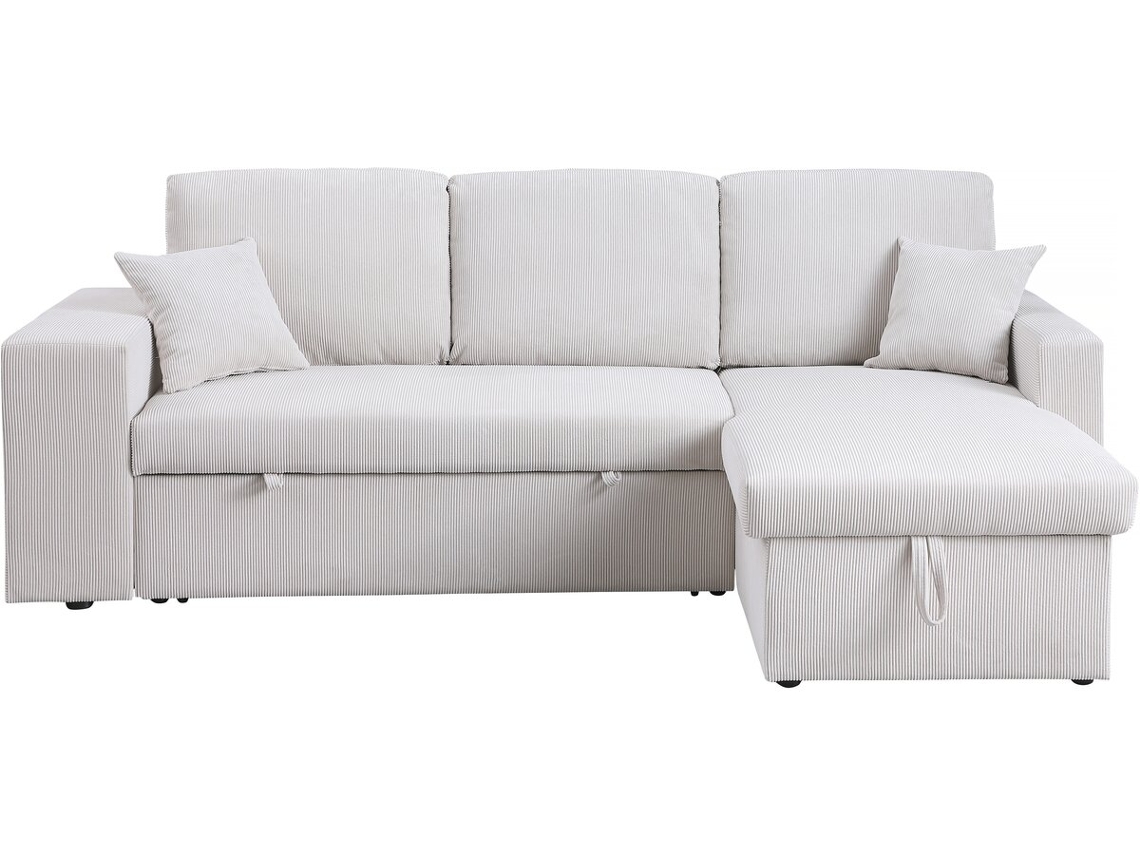 Sofá esquinero de pana Axel convertible/reversible 3 plazas beige Habitat Et Jardin