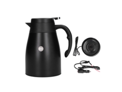 Hervidor Eléctrico Portátil Para Coche De 24 V Y 1200 Ml, De Acero Inoxidable, Con Base Negra Mate.