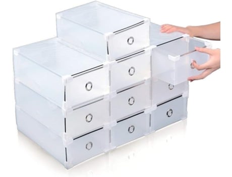 10X caja de zapatos caja apilable de almacenamiento de zapatos zapatero con tapa de plástico transparente