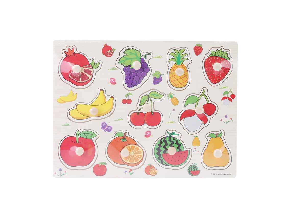Dan26-rompecabezas De Madera Con Mango Para Niños Juguete Educativo De Aprendizaje Cognitivo (frutas)