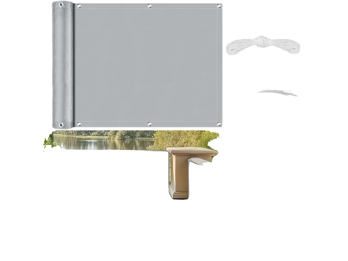 Mampara de privacidad, material Oxford duradero, resistente a los rayos UV, gris-b, 0,9 x 6 m-b