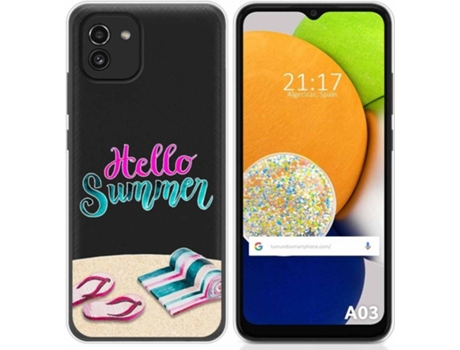 Carcasa para Samsung Galaxy A03 TUMUNDOSMARTPHONE Dibujos Transparente Summer Multicolor
