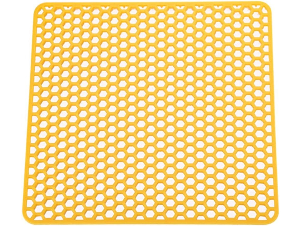 Alfombrilla de silicona para lavavajillas, resistente al calor, amarilla
