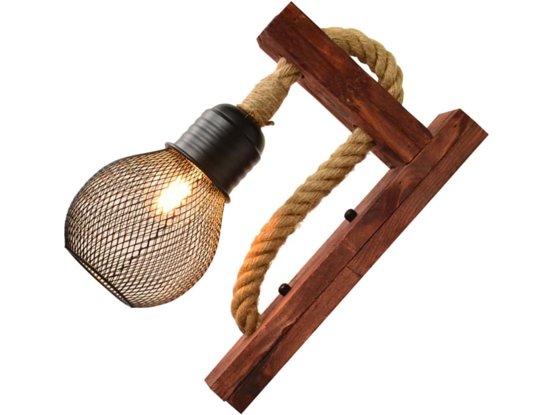 Lámpara De Mesilla Rústica Vintage E27 Para Sala De Estar