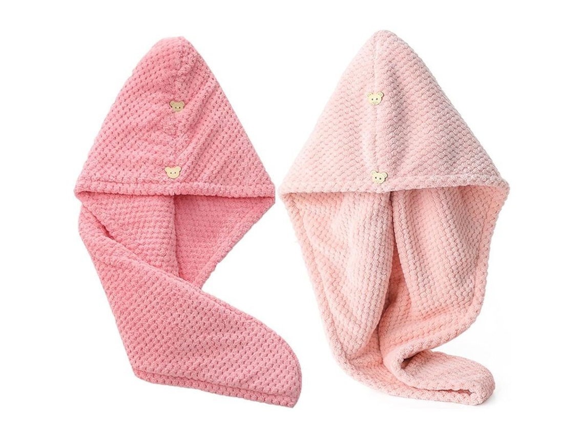 2026dn 2 toallas para secar el cabello, envoltura de microfibra, gorro de ducha doble, turbante absorbente para el cabello.