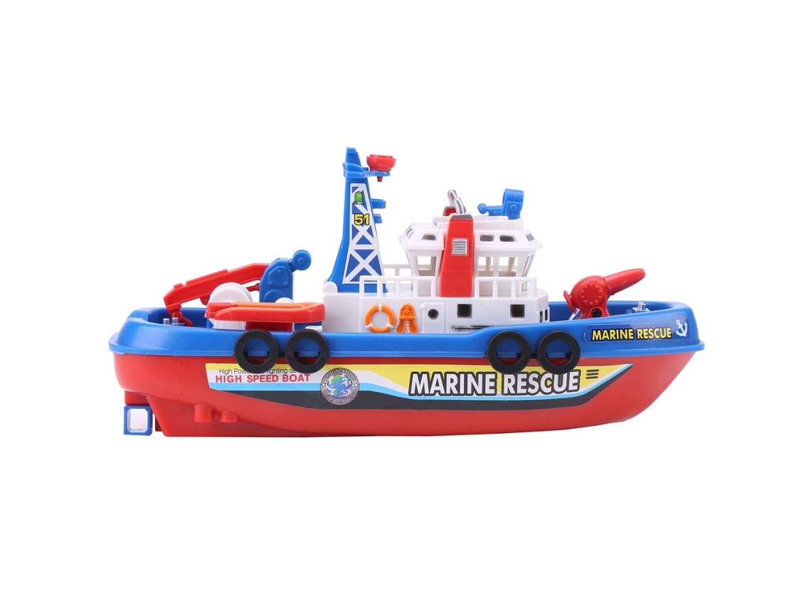 Barco De Bomberos De Juguete Para Niños Con Rociador De Agua, Sonido Y Luces Intermitentes.