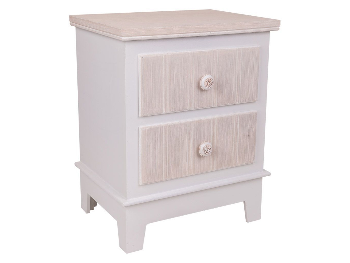 Mesita de Noche WANDERLUST DECO (Madera - Blanco - 40 x 30 x 50 cm)