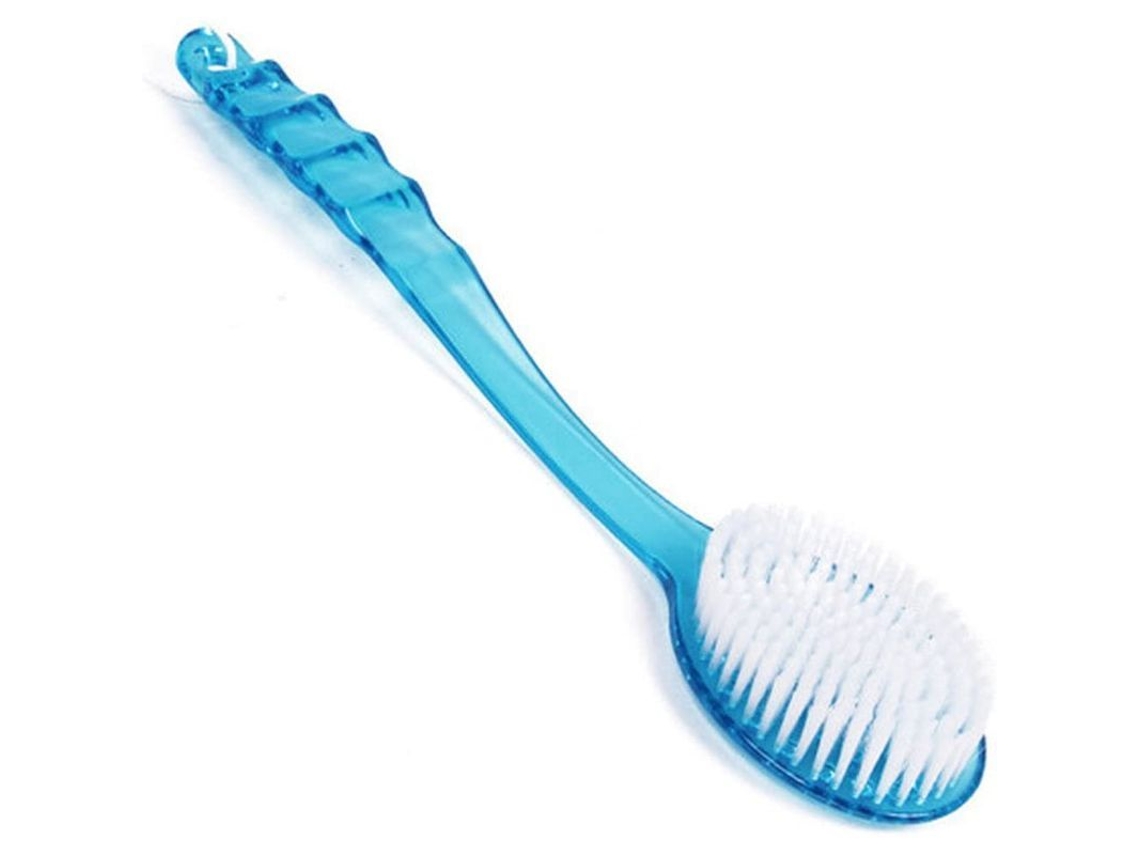 Cepillo De Baño De Mango Largo Para Masaje De Espalda. El Cepillo Azul Facilita La Limpieza Diaria.