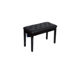 Banco para piano, dimensiones 76 cm x 36 cm x 50 cm, material de piel sintética, compartimento de almacenamiento, fácil montaje, uso versátil.