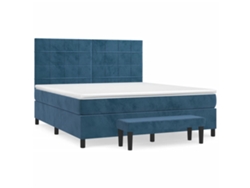 Cama Con Somier VIDAXL Azul Terciopelo (160x200 cm)