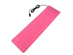 Teclado Cableado Silencioso Impermeable, A Prueba De Polvo, Flexible, Plegable De Silicona Usb Con 108 Teclas, Color Rosa