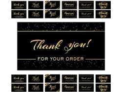 Tarjetas De Agradecimiento Con Reverso En Blanco, Impresas En Papel Resistente, 300 Unidades, Color Negro, Diseño Elegante Y Sencillo.