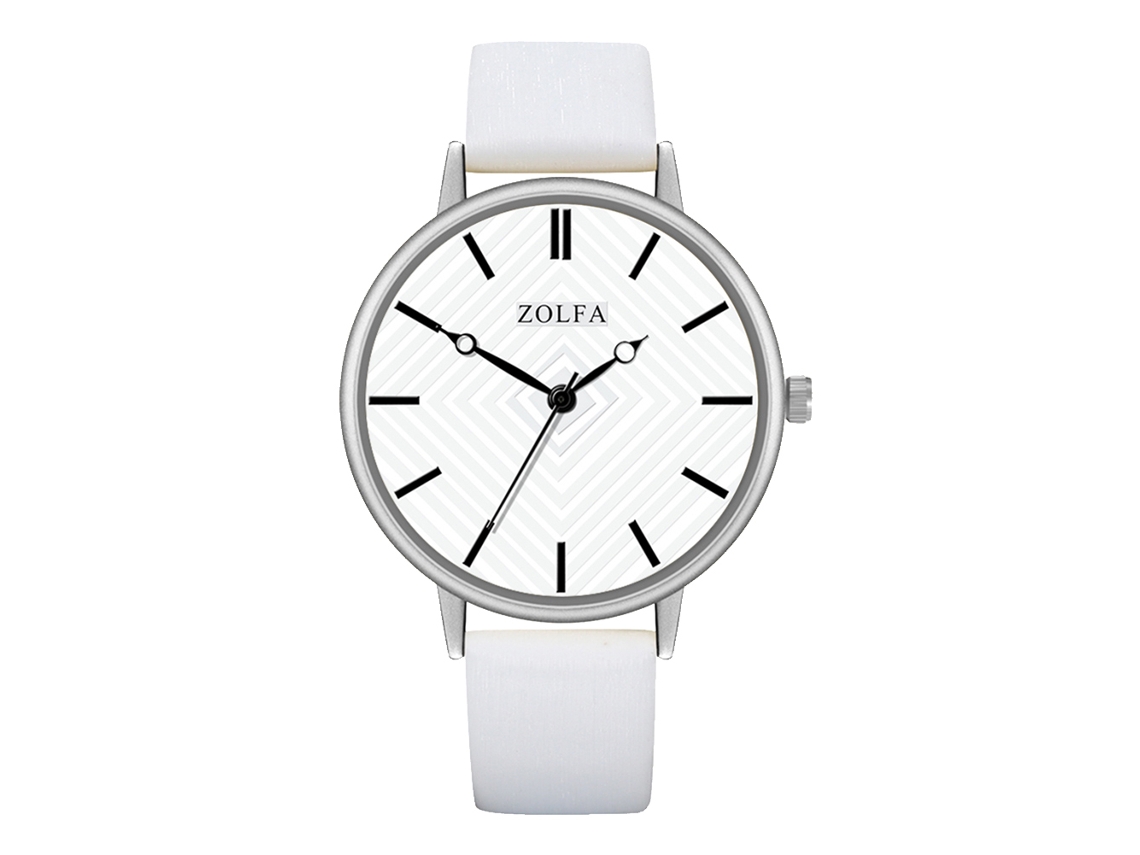Reloj De Pulsera Redondo Analógico De Piel Sintética Para Negocios Con Movimiento De Cuarzo, Casal Branco