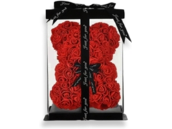 Oso Rosa Y Rojo - 25 Cm, Con Caja De Regalo - Oso Rosa Artificial/rosa De Espuma - Decoración - Hecho A Mano - Rojo Intenso