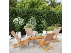 Sillas de jardín plegables DKD Home Decor de 4 piezas, tela/madera, gris parduzco