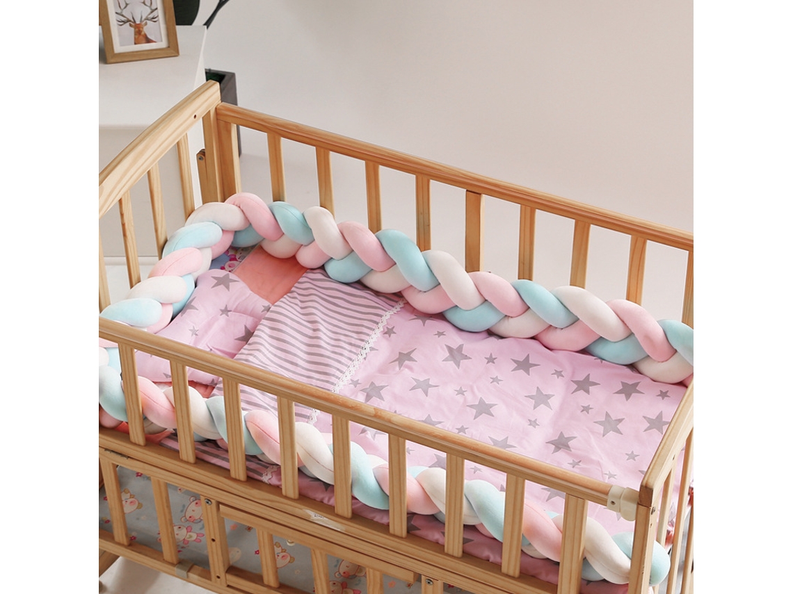 Correas Protectoras Trenzadas Para Cuna Panoona 400 Cm, Blancas Y Rosas