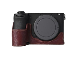 Funda protectora inferior de piel de vaca auténtica compatible con la cámara Sony A6700 Facpoet