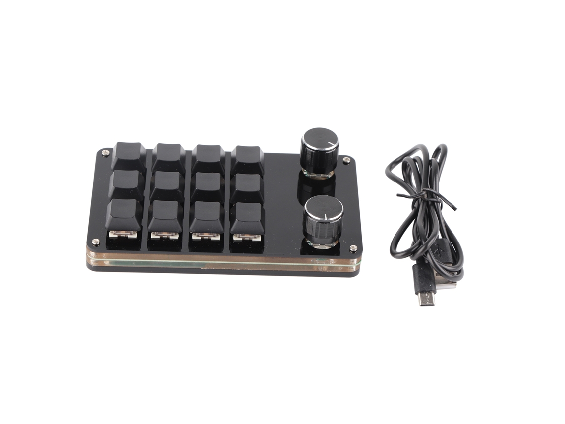 Teclado Macro Com Interruptor Vermelho Plug And Play 12 Teclas 2 Botões Rotativos Usb Mini Keypad Para Pc