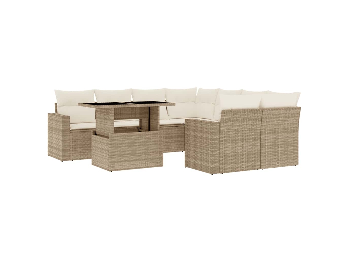 Maison Exclusive - Set De Sofás De Jardín 9 Pzas Con Cojines Ratán Sintético Beige