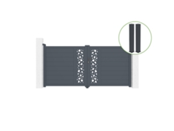 Puerta abatible 3m SUNNY H.140cm aluminio gris 2 postes 20x20cm H.166cm CASANOOV