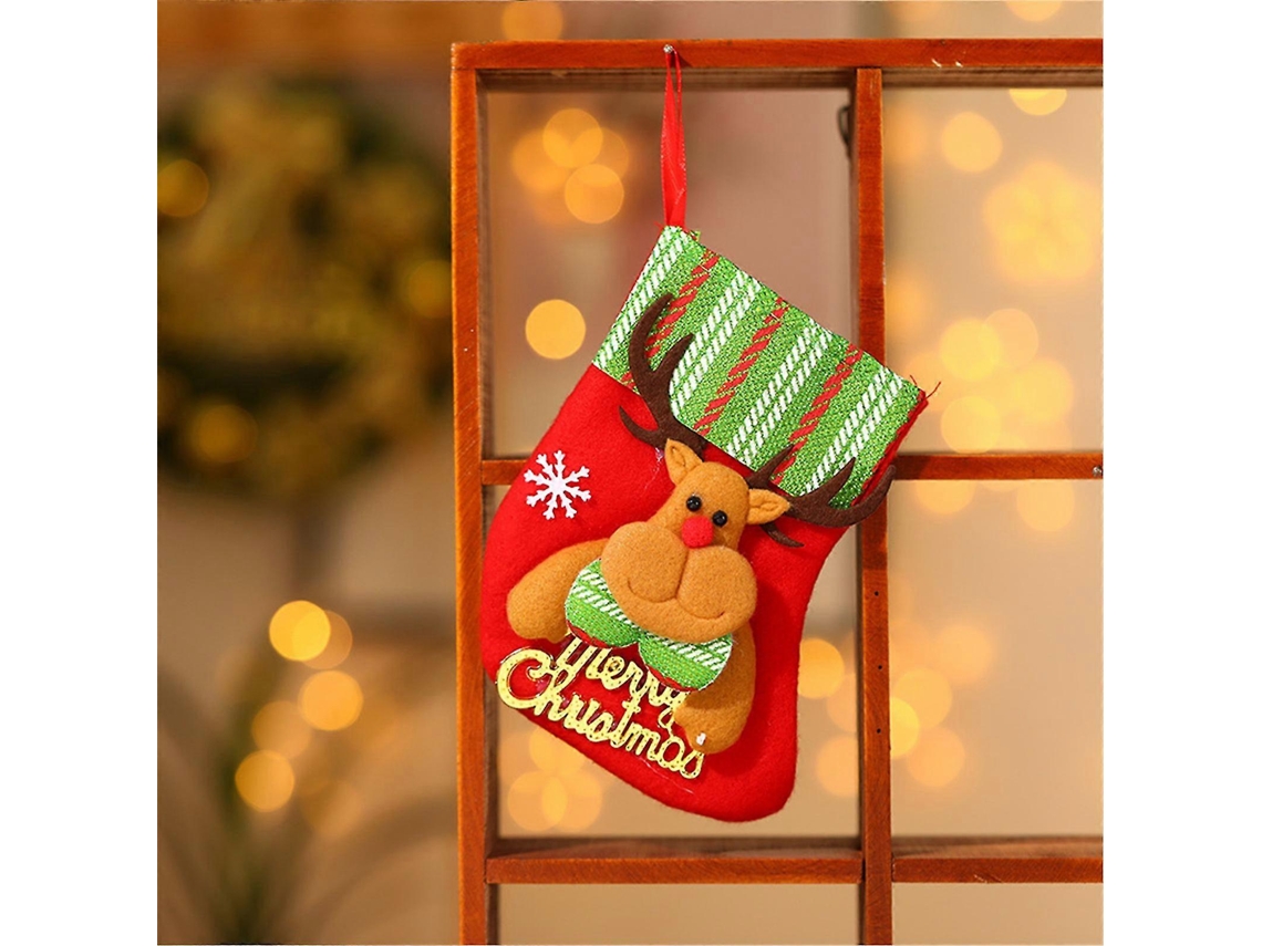 Bolsa de regalo navideña retro, bolsa para dulces navideños, calcetines de regalo con sonido estéreo. Hengjian