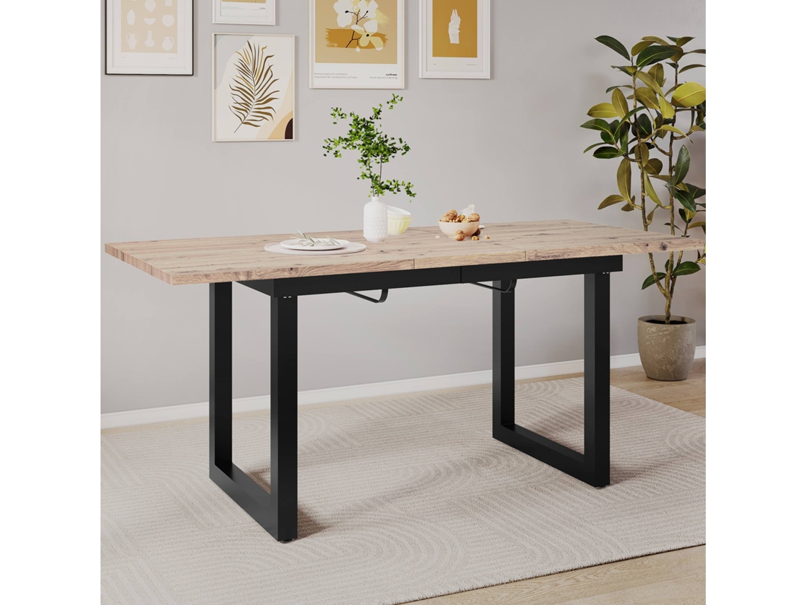Mesa de comedor extensible multifuncional en acero de estilo industrial natural