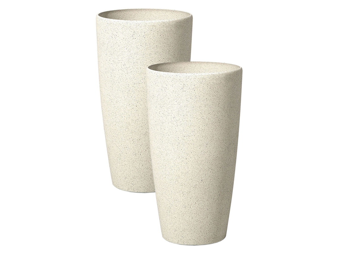 Conjunto de 2 macetas BELIANI Abdera de Mezcla de piedra Beige 23x23x42