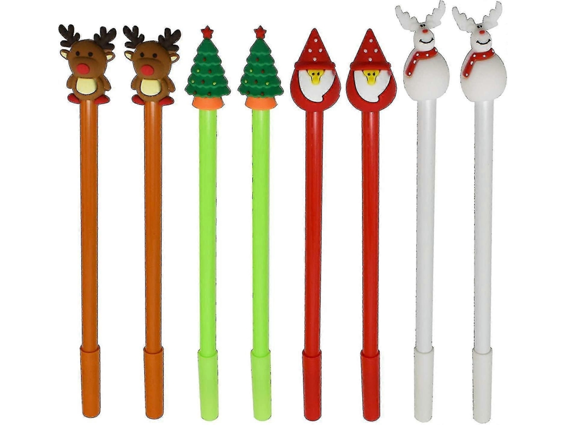 Rebe-28 Bolígrafos De Gel Navideños Con Diseño Creativo (árbol, Muñeco De Nieve, Reno, Papá Noel) Tinta Negra 0.5mm Para Oficina Y Escuela