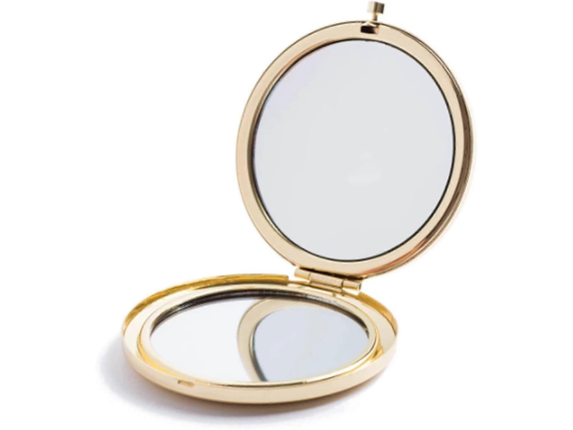 Espejo de maquillaje plegable compacto de doble cara con aumento para viajes