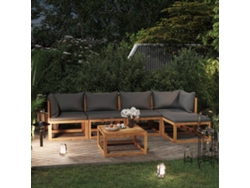 Conjunto de salón de jardín de 6 piezas con cojines de madera maciza de acacia DKD Home Decor