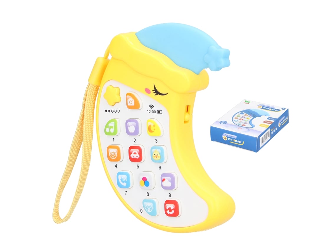 Rebe-juguete Teléfono Infantil Lunar Con Música Y Luz Para Aprendizaje Temprano Amarillo