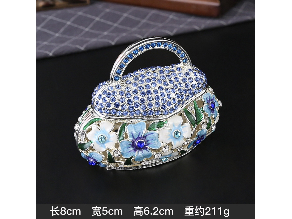 (azul 8*6.5cm) Joyero De Metal Esmaltado Cloisonné (estilo Shippo-yaki)
