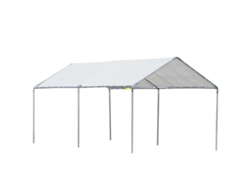Cubierta para garaje de 6 x 3 m, fabricada en acero galvanizado de alta resistencia y tablero de fibra de alta densidad, de color blanco.