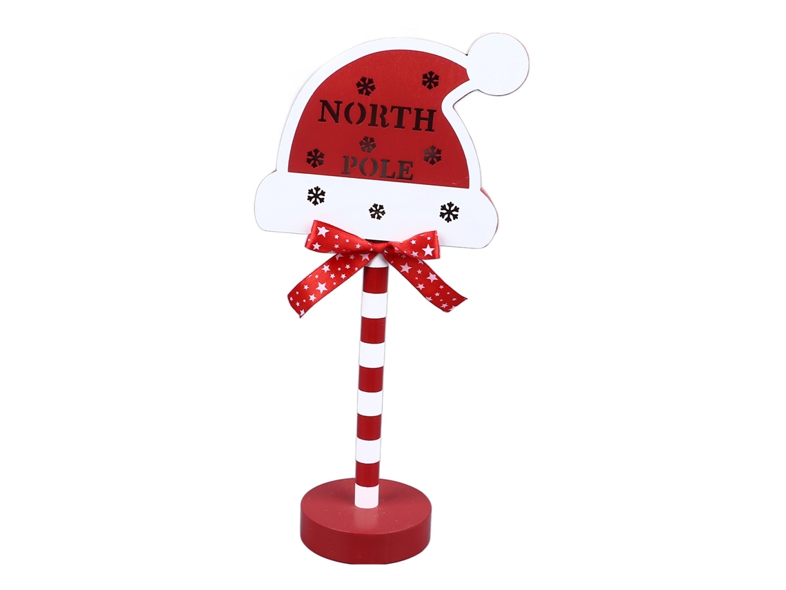 2026-topper De Árbol De Navidad Santa Stop Here Con Led, Decoración De Metal Y Madera Sólida, 15x8.5x30.5cm